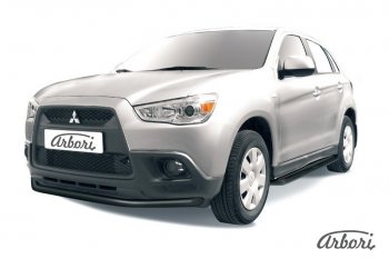 7 019 р. Защита переднего бампера Arbori (черная, 1 труба d57 mm). Mitsubishi ASX дорестайлинг (2010-2012)  с доставкой в г. Санкт‑Петербург. Увеличить фотографию 1