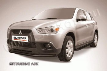 8 199 р. Защита переднего бампера из трубы d57 Slitkoff Mitsubishi ASX дорестайлинг (2010-2012) (Цвет: серебристый)  с доставкой в г. Санкт‑Петербург. Увеличить фотографию 1