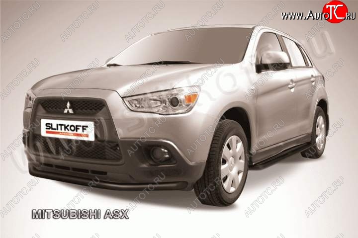 8 199 р. Защита переднего бампера из трубы d57 Slitkoff Mitsubishi ASX дорестайлинг (2010-2012) (Цвет: серебристый)  с доставкой в г. Санкт‑Петербург