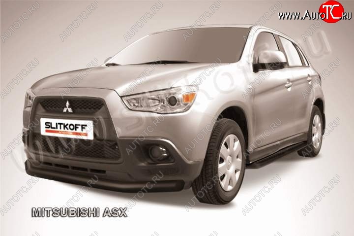 8 999 р. Защита переднего бампера из трубы d76 Slitkoff  Mitsubishi ASX (2010-2012) дорестайлинг (Цвет: серебристый)  с доставкой в г. Санкт‑Петербург