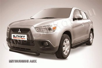 8 699 р. Защита переднего бампера из трубы d76 Slitkoff  Mitsubishi ASX (2010-2012) (Цвет: серебристый)  с доставкой в г. Санкт‑Петербург. Увеличить фотографию 1