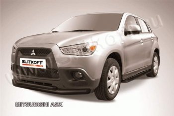 10 599 р. Защита переднего бампера из труб d76/57 Slitkoff  Mitsubishi ASX (2010-2012) дорестайлинг (Цвет: серебристый)  с доставкой в г. Санкт‑Петербург. Увеличить фотографию 1