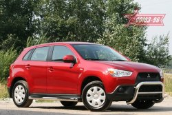 10 934 р. Защита переднего бампера Souz-96 (d76) Mitsubishi ASX дорестайлинг (2010-2012)  с доставкой в г. Санкт‑Петербург. Увеличить фотографию 1