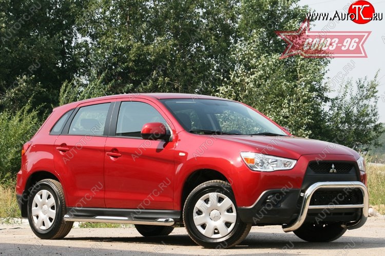 10 934 р. Защита переднего бампера Souz-96 (d76) Mitsubishi ASX дорестайлинг (2010-2012)  с доставкой в г. Санкт‑Петербург