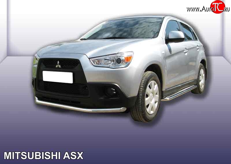 11 699 р. Одинарная защита переднего бампера из трубы диаметром 57 мм Slitkoff  Mitsubishi ASX (2010-2012) дорестайлинг (Нержавейка, Полированная)  с доставкой в г. Санкт‑Петербург