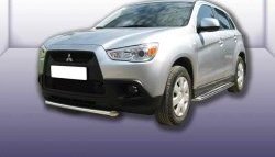 10 949 р. Защита переднего бампера из короткой трубы диаметром 57 мм Slitkoff Mitsubishi ASX дорестайлинг (2010-2012) (Нержавейка, Полированная)  с доставкой в г. Санкт‑Петербург. Увеличить фотографию 1