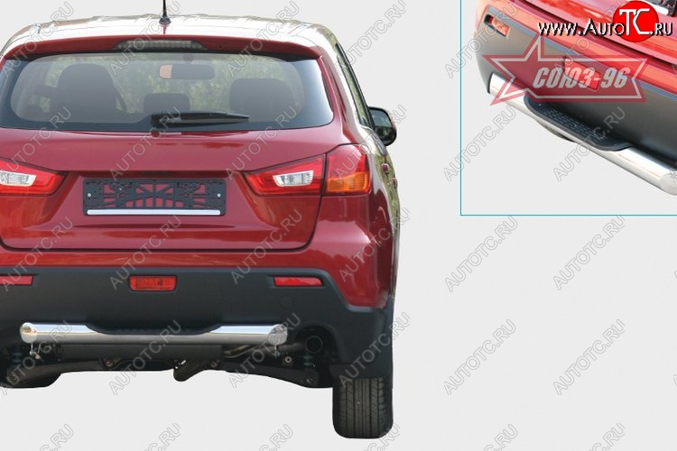 8 639 р. Защита заднего бампера с ступенью (d76) Souz-96 Mitsubishi ASX дорестайлинг (2010-2012)  с доставкой в г. Санкт‑Петербург