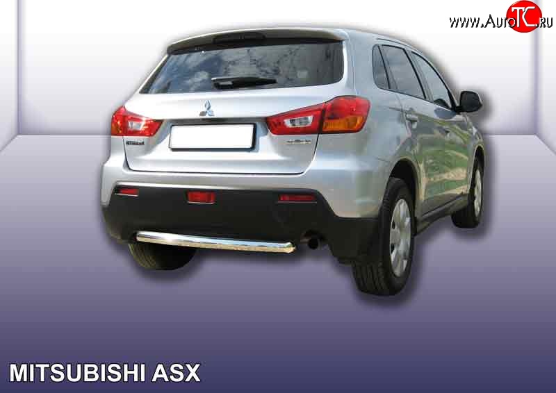 9 399 р. Защита заднего бампера из короткой трубы диаметром 57 мм Slitkoff  Mitsubishi ASX (2010-2012) дорестайлинг (Нержавейка, Полированная)  с доставкой в г. Санкт‑Петербург