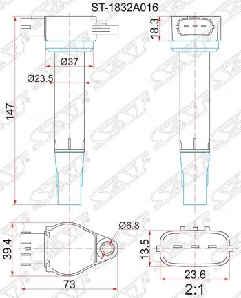 1 259 р. Катушка зажигания SAT  Mitsubishi ASX - Outlander  XL  с доставкой в г. Санкт‑Петербург. Увеличить фотографию 1