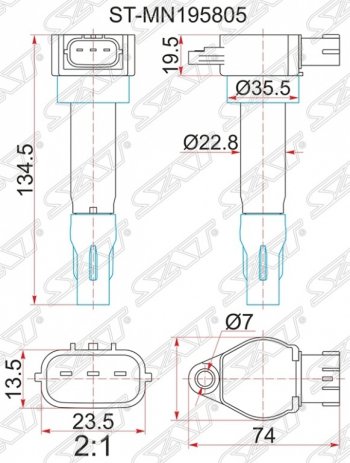 1 449 р. Катушка зажигания SAT  Mitsubishi ASX - Lancer  10  с доставкой в г. Санкт‑Петербург. Увеличить фотографию 1