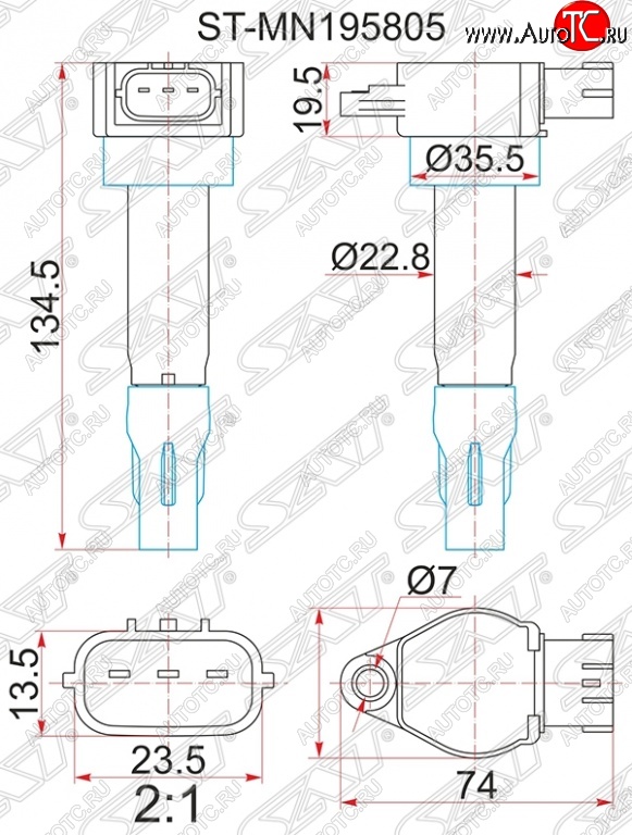 1 449 р. Катушка зажигания SAT Mitsubishi ASX дорестайлинг (2010-2012)  с доставкой в г. Санкт‑Петербург