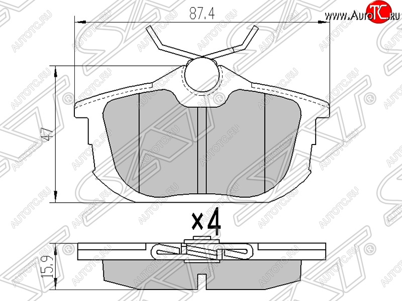 929 р. Колодки тормозные SAT (задние) Mitsubishi Colt Z20, Z30 хэтчбэк 3 дв. дорестайлинг (2002-2009)  с доставкой в г. Санкт‑Петербург