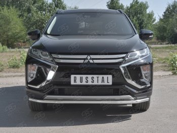 6 649 р. Защита переднего бампера (Ø42 мм, нержавейка) Russtal Mitsubishi Eclipse Cross GK (2017-2024)  с доставкой в г. Санкт‑Петербург. Увеличить фотографию 1