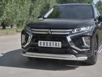 12 999 р. Защита переднего бампера (2 трубы Ø63 и 42 мм, нержавейка) Russtal Mitsubishi Eclipse Cross GK (2017-2024)  с доставкой в г. Санкт‑Петербург. Увеличить фотографию 4