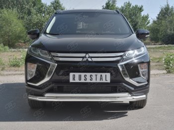 12 999 р. Защита переднего бампера (2 трубы Ø63 и 42 мм, нержавейка) Russtal Mitsubishi Eclipse Cross GK (2017-2024)  с доставкой в г. Санкт‑Петербург. Увеличить фотографию 1