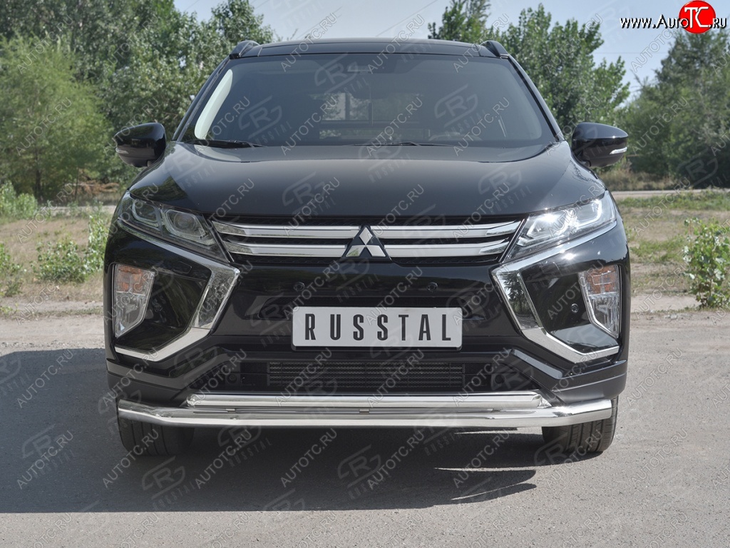 12 999 р. Защита переднего бампера (2 трубы Ø63 и 42 мм, нержавейка) Russtal Mitsubishi Eclipse Cross GK (2017-2024)  с доставкой в г. Санкт‑Петербург