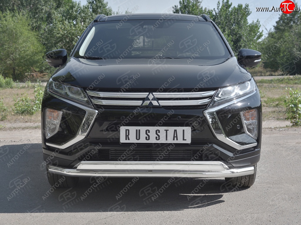 19 799 р. Защита переднего бампера (2 трубы Ø63 и 75х42 мм, нержавейка) Russtal Mitsubishi Eclipse Cross GK (2017-2024)  с доставкой в г. Санкт‑Петербург