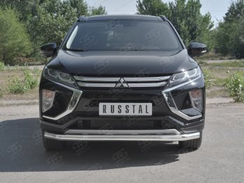 11 449 р. Защита переднего бампера (Ø63 мм, нержавейка) Russtal Mitsubishi Eclipse Cross GK (2017-2024)  с доставкой в г. Санкт‑Петербург. Увеличить фотографию 1