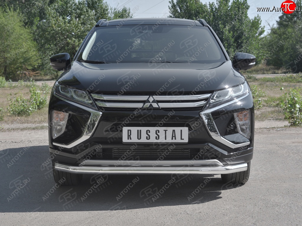 11 449 р. Защита переднего бампера (Ø63 мм, нержавейка) Russtal Mitsubishi Eclipse Cross GK (2017-2024)  с доставкой в г. Санкт‑Петербург