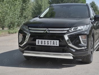 9 649 р. Защита переднего бампера (Ø75х42 мм, нержавейка) Russtal Mitsubishi Eclipse Cross GK (2017-2024)  с доставкой в г. Санкт‑Петербург. Увеличить фотографию 4