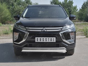 9 649 р. Защита переднего бампера (Ø75х42 мм, нержавейка) Russtal Mitsubishi Eclipse Cross GK (2017-2024)  с доставкой в г. Санкт‑Петербург. Увеличить фотографию 1