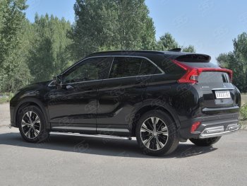 18 549 р. Защита заднего бампера (2 трубы Ø63 и 42 мм, нержавейка) SLITKOFF Mitsubishi Eclipse Cross GK дорестайлинг (2017-2021)  с доставкой в г. Санкт‑Петербург. Увеличить фотографию 2