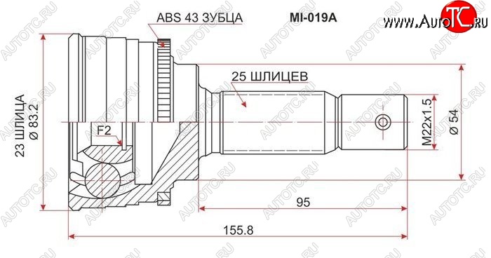 2 069 р. ШРУС SAT (наружный 6G73/4G91/4G93/6A11/6A12/4D6)  Mitsubishi Galant  7 (1992-1996)  дорестайлинг седан,  рестайлинг седан  с доставкой в г. Санкт‑Петербург