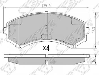 Колодки тормозные SAT (передние) Mitsubishi (Митсубиси) Pajero (Паджеро) ( 3 V70,  3 V60) (1999-2006) 3 V70, 3 V60 дорестайлинг, дорестайлинг, рестайлинг, рестайлинг