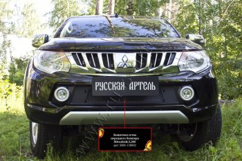 1 689 р. Защитная сетка решетки переднего бампера (шагрень) РА  Mitsubishi L200  5 KK,KL (2015-2019)  с доставкой в г. Санкт‑Петербург. Увеличить фотографию 3