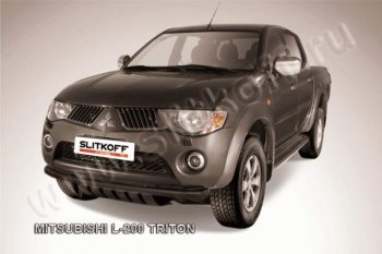 6 599 р. Защита переднего бампера из трубы d57 Slitkoff  Mitsubishi L200  5 KK,KL (2015-2019) дорестайлинг (Цвет: серебристый)  с доставкой в г. Санкт‑Петербург. Увеличить фотографию 1