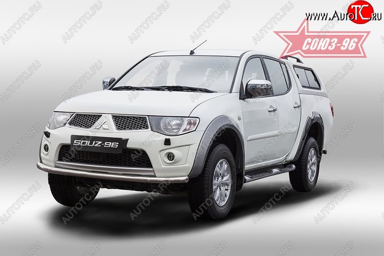 10 394 р. Защита переднего бампера одинарная Souz-96 (d60). Mitsubishi L200 5 KK,KL дорестайлинг (2015-2019)  с доставкой в г. Санкт‑Петербург