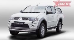 11 654 р. Защита переднего бампера одинарная Souz-96 (d76) Mitsubishi L200 5 KK,KL дорестайлинг (2015-2019)  с доставкой в г. Санкт‑Петербург. Увеличить фотографию 1