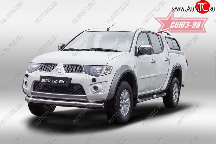 11 654 р. Защита переднего бампера одинарная Souz-96 (d76) Mitsubishi L200 5 KK,KL дорестайлинг (2015-2019)  с доставкой в г. Санкт‑Петербург