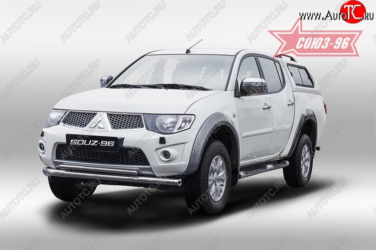 15 254 р. Защита переднего бампера двойная Souz-96 (d76/42) Mitsubishi L200 5 KK,KL дорестайлинг (2015-2019)  с доставкой в г. Санкт‑Петербург