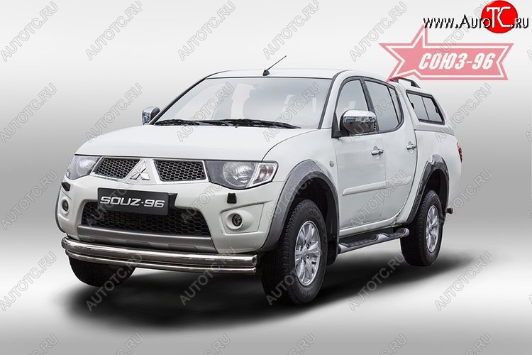 15 254 р. Защита переднего бампера двойная Souz-96 (d76/42) Mitsubishi L200 5 KK,KL дорестайлинг (2015-2019)  с доставкой в г. Санкт‑Петербург