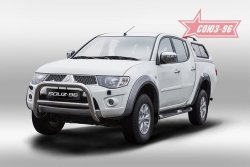 14 264 р. Защита переднего бампера Souz-96 (d76/60) Mitsubishi L200 5 KK,KL дорестайлинг (2015-2019)  с доставкой в г. Санкт‑Петербург. Увеличить фотографию 1