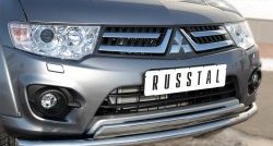 22 949 р. Защита переднего бампера (2 трубы Ø63 и 75х42 мм, нержавейка) Russtal Mitsubishi L200 5 KK,KL дорестайлинг (2015-2019)  с доставкой в г. Санкт‑Петербург. Увеличить фотографию 3