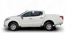 24 749 р. Широкая защита порогов (рестайлинг) Russtal Mitsubishi L200 5 KK,KL дорестайлинг (2015-2019) (Защита порогов с со скосами на торцах (вариант 1))  с доставкой в г. Санкт‑Петербург. Увеличить фотографию 3