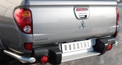 Защита заднего бампера (Ø63 мм уголки, нержавейка) Russtal Mitsubishi L200 5 KK,KL дорестайлинг (2015-2019)