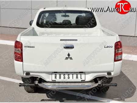 24 999 р. Защита заднего бампера (труба d63 с листом) SLITKOFF  Mitsubishi L200  5 KK,KL (2015-2019) дорестайлинг (Лист алюминий/профиль нержавейка)  с доставкой в г. Санкт‑Петербург