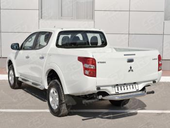 24 999 р. Защита заднего бампера (труба d63 с листом) SLITKOFF  Mitsubishi L200  5 KK,KL (2015-2019) дорестайлинг (Лист алюминий/профиль нержавейка)  с доставкой в г. Санкт‑Петербург. Увеличить фотографию 3