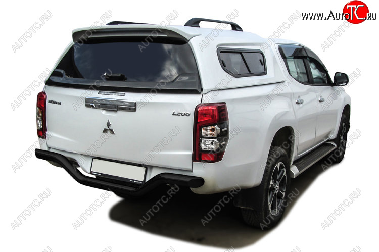 10 399 р. Защита заднего бампера Slitkoff (Ø 76 мм, без бампера)  Mitsubishi L200  5 KK,KL (2018-2022) рестайлинг (Сталь с полимерным покрытием. Цвет: черный)  с доставкой в г. Санкт‑Петербург