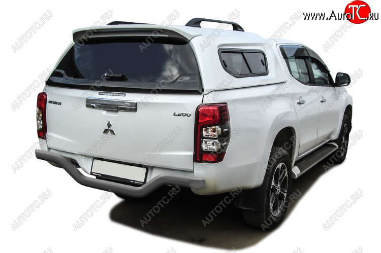 10 399 р. Защита заднего бампера Slitkoff (Ø 57 мм, без бампера)  Mitsubishi L200  5 KK,KL (2018-2022) рестайлинг (Сталь с полимерным покрытием. Цвет: серебристый)  с доставкой в г. Санкт‑Петербург