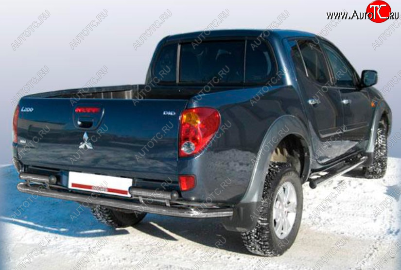 8 949 р. Защита переднего бампера Slitkoff (Ø 57 мм).  Mitsubishi L200 ( 4,  5 KK,KL) (2006-2022)  дорестайлинг, рестайлинг (Сталь с полимерным покрытием. Цвет: серебристый)  с доставкой в г. Санкт‑Петербург