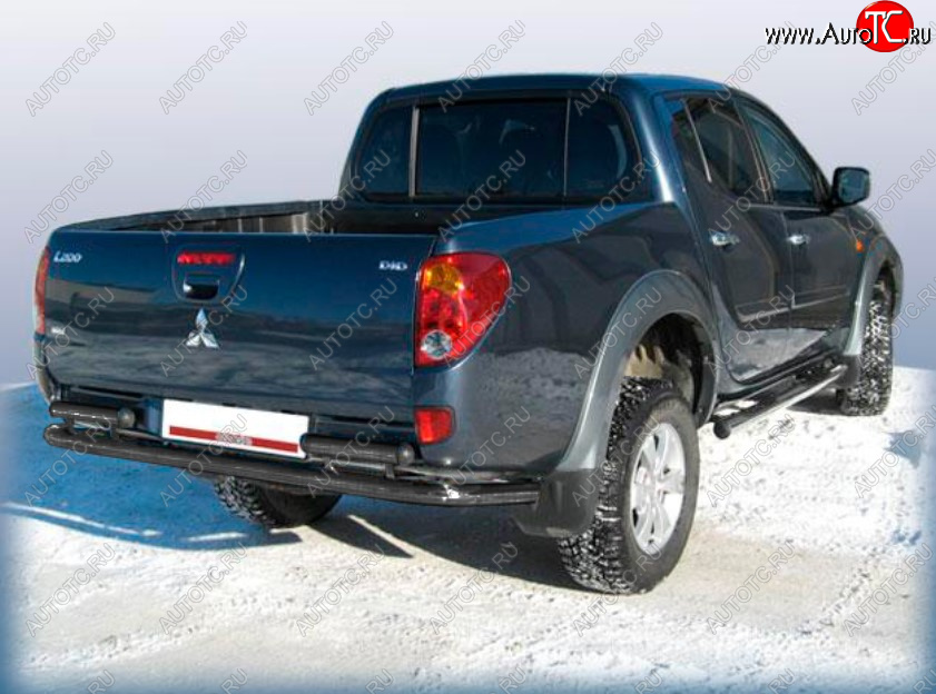 8 949 р. Защита заднего бампера Slitkoff (Ø 57 мм)  Mitsubishi L200 ( 4,  5 KK,KL) (2006-2022)  дорестайлинг, рестайлинг (Сталь с полимерным покрытием. Цвет: черный)  с доставкой в г. Санкт‑Петербург