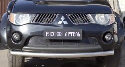 2 499 р. Защитная сетка решетки переднего бампера РА Mitsubishi L200 4  дорестайлинг (2006-2014)  с доставкой в г. Санкт‑Петербург. Увеличить фотографию 1