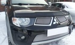 1 539 р. Нижняя сетка на бампер Russtal (хром) Mitsubishi L200 4  дорестайлинг (2006-2014)  с доставкой в г. Санкт‑Петербург. Увеличить фотографию 3