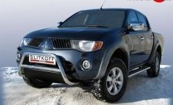 Усиленная низкая защита переднего бампера из трубы диаметром 57 мм Slitkoff Mitsubishi (Митсубиси) L200 (л)  4 (2006-2014) 4  дорестайлинг