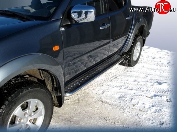 15 349 р. Широкая защита порогов с трубой диаметром 57 мм Slitkoff Mitsubishi L200 5 KK,KL рестайлинг (2018-2022)  с доставкой в г. Санкт‑Петербург