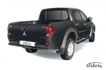 Защита заднего бампера TRITON Arbori (черная, 2 трубы d57 mm). Mitsubishi L200 5 KK,KL рестайлинг (2018-2022)